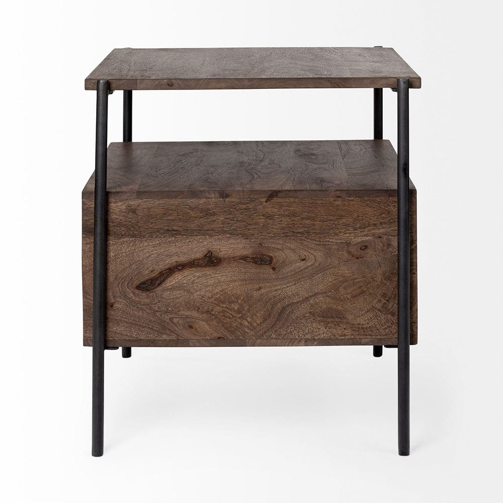 Mercana - Glenn I 20L x 21W x 24H Dark Brown Wood w/ Black Iron Frame Square End/Side Table - 69015 view 4
