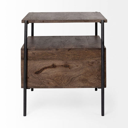 Mercana - Glenn I 20L x 21W x 24H Dark Brown Wood w/ Black Iron Frame Square End/Side Table - 69015 view 4