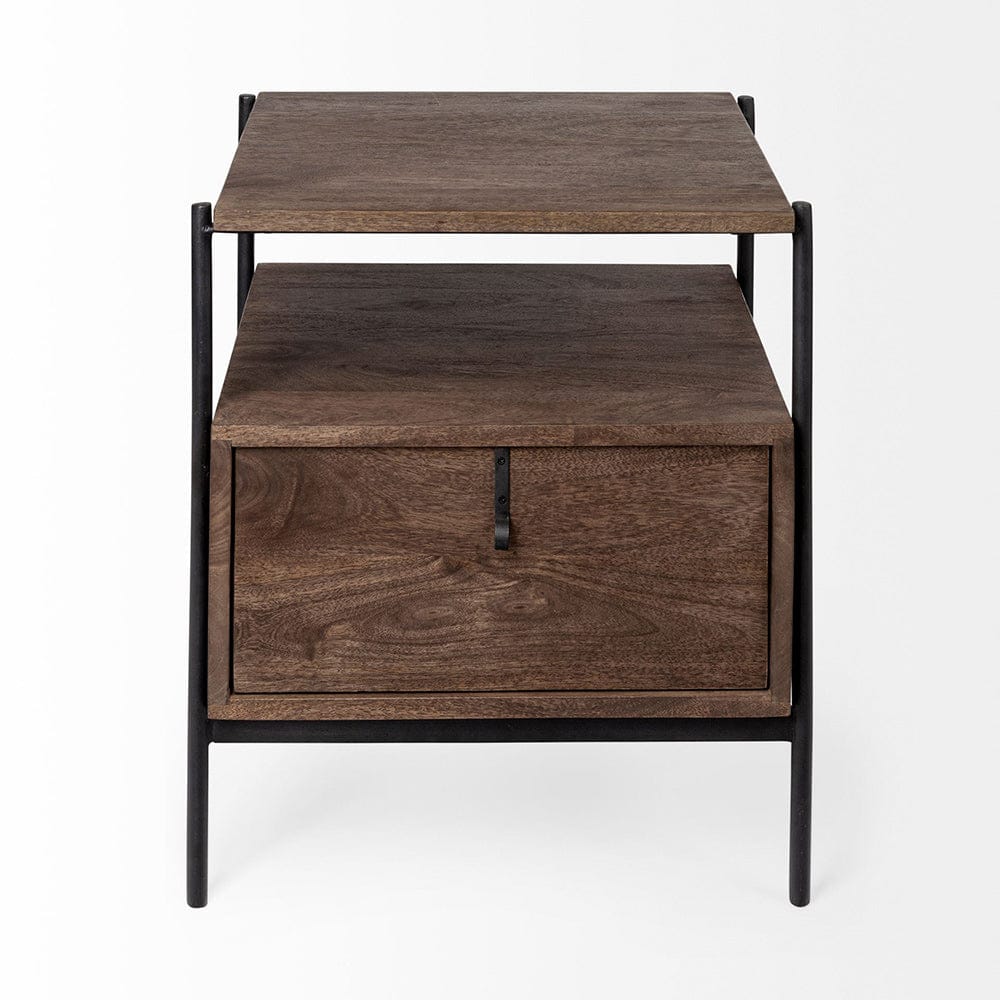 Mercana - Glenn I 20L x 21W x 24H Dark Brown Wood w/ Black Iron Frame Square End/Side Table - 69015 view 5