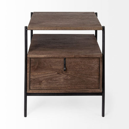 Mercana - Glenn I 20L x 21W x 24H Dark Brown Wood w/ Black Iron Frame Square End/Side Table - 69015 view 5