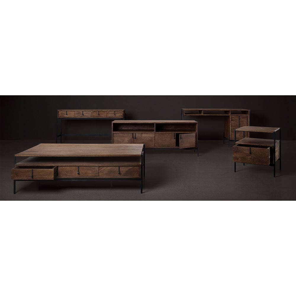 Mercana - Glenn I 20L x 21W x 24H Dark Brown Wood w/ Black Iron Frame Square End/Side Table - 69015 view 14
