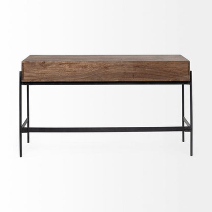 Mercana - Glenn III 56L x 14W Dark Brown Wood w/ Black Iron Frame, 4 Drawer Console Table - 69017 view 4