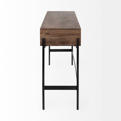 Mercana - Glenn III 56L x 14W Dark Brown Wood w/ Black Iron Frame, 4 Drawer Console Table - 69017 view 5