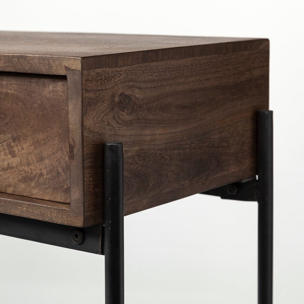 Mercana - Glenn III 56L x 14W Dark Brown Wood w/ Black Iron Frame, 4 Drawer Console Table - 69017 view 9