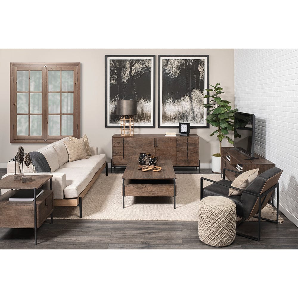 Mercana - Glenn IV Dark Brown Wood w/ Black Iron Frame Media Console w/ Storage, TV Stand for TV up to 71" - 69018 view 3