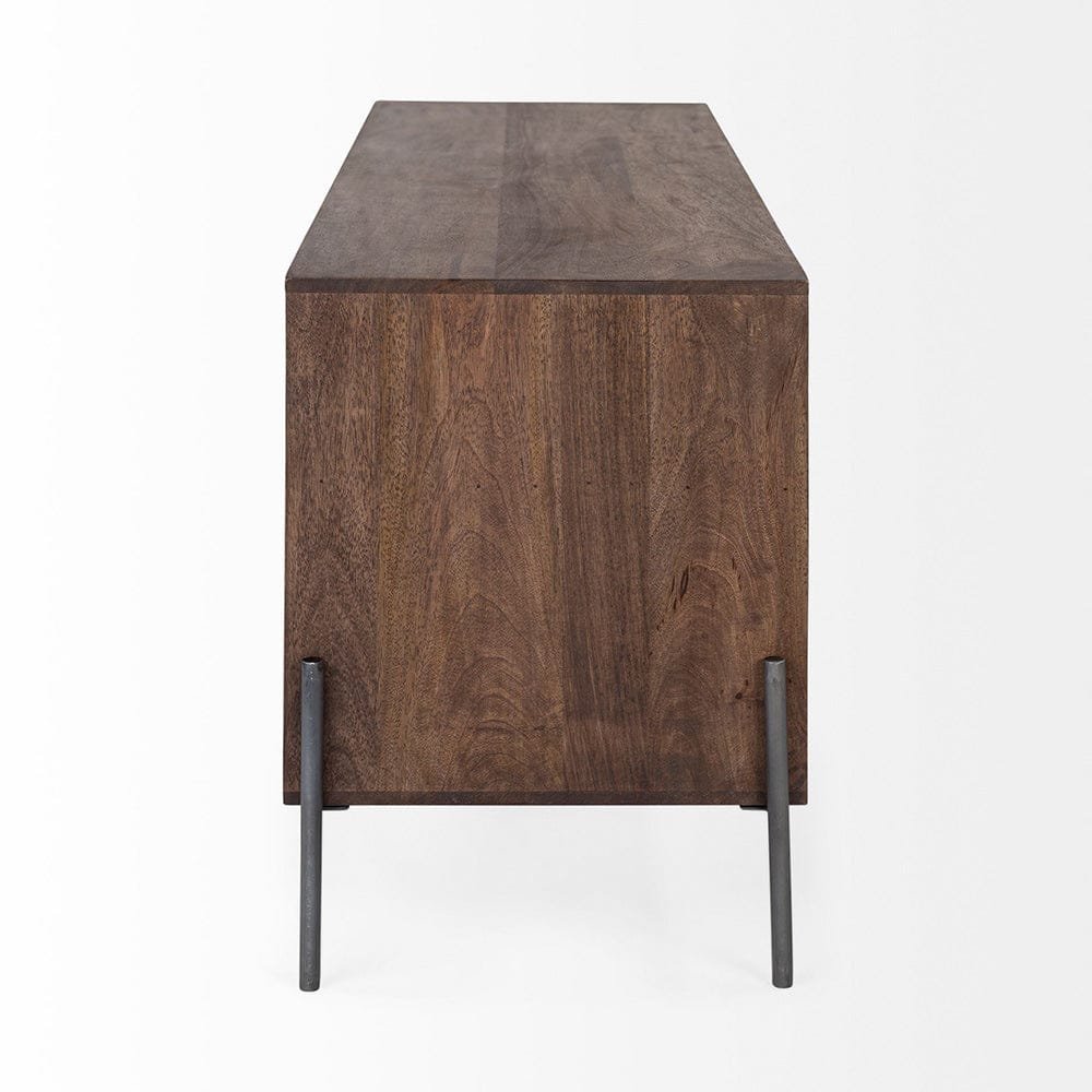 Mercana - Glenn IV Dark Brown Wood w/ Black Iron Frame Media Console w/ Storage, TV Stand for TV up to 71" - 69018 view 5