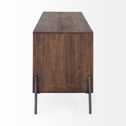 Mercana - Glenn IV Dark Brown Wood w/ Black Iron Frame Media Console w/ Storage, TV Stand for TV up to 71" - 69018 view 5