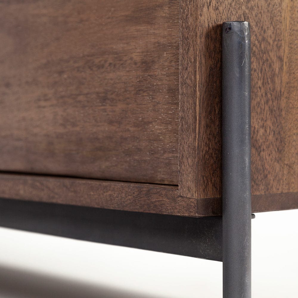 Mercana - Glenn IV Dark Brown Wood w/ Black Iron Frame Media Console w/ Storage, TV Stand for TV up to 71" - 69018 view 11