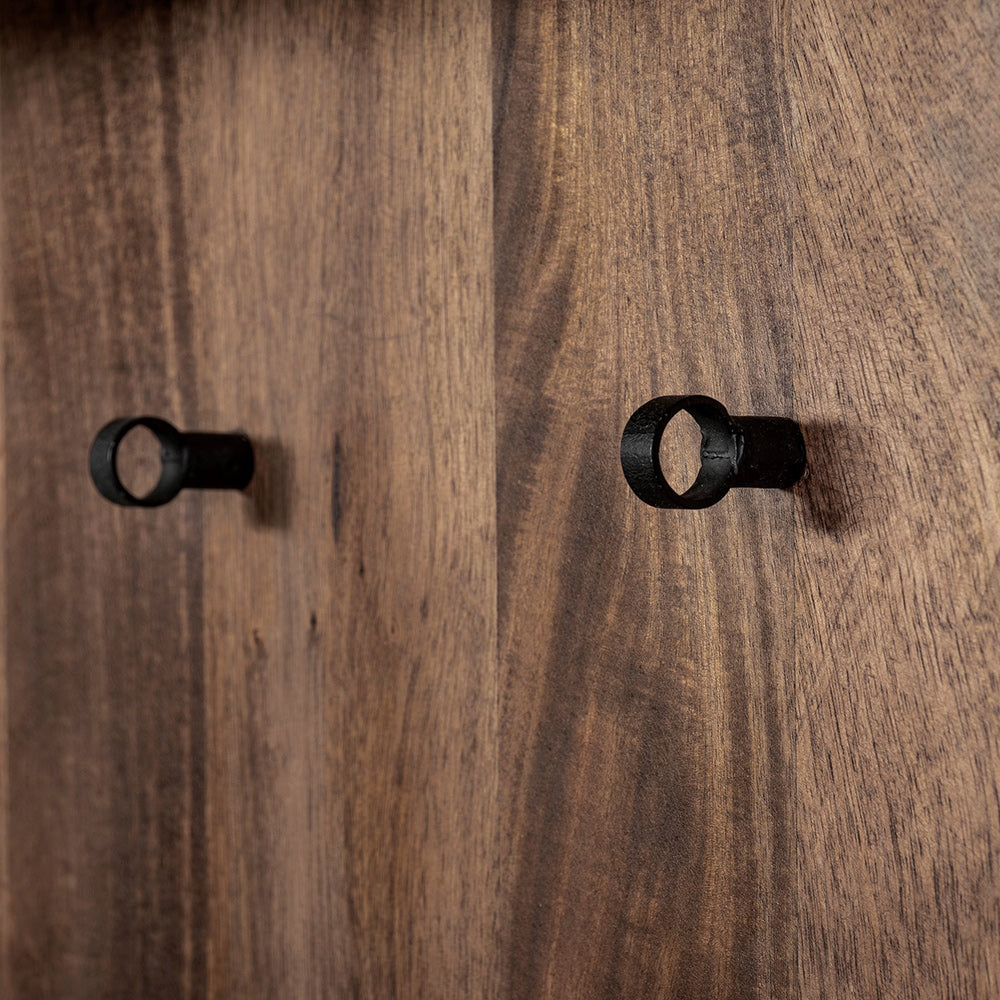 Mercana - Glenn V 56L x 17W Dark Brown Wood w/ Cream Fabric Seat, 3 Drawers Hall Tree - 69019 view 8