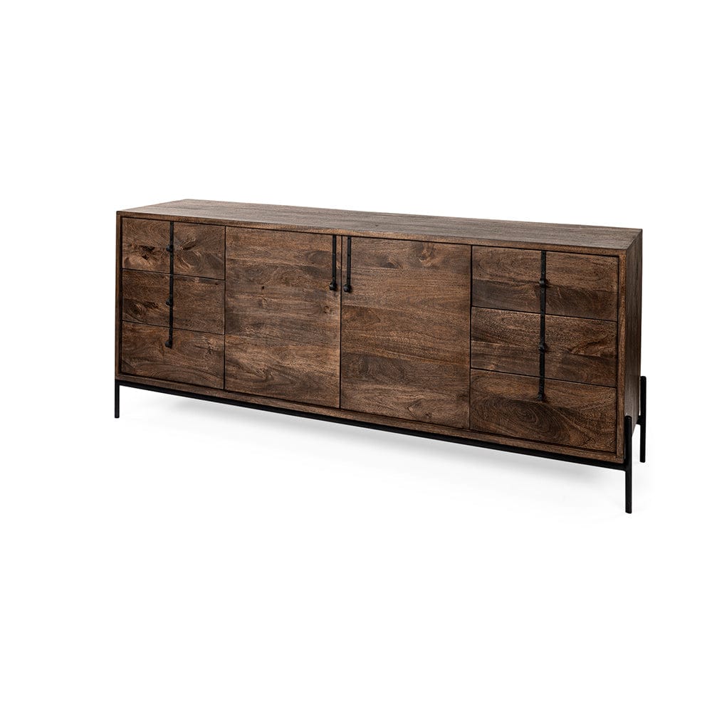 Mercana - Glenn VI 71.5x18 Dark Brown Wood Frame w/ Black Iron Accent, 6 Drawer, 2 Door Cabinet Sideboard - 69020 view 1