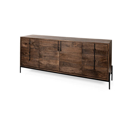 Mercana - Glenn VI 71.5x18 Dark Brown Wood Frame w/ Black Iron Accent, 6 Drawer, 2 Door Cabinet Sideboard - 69020 view 1