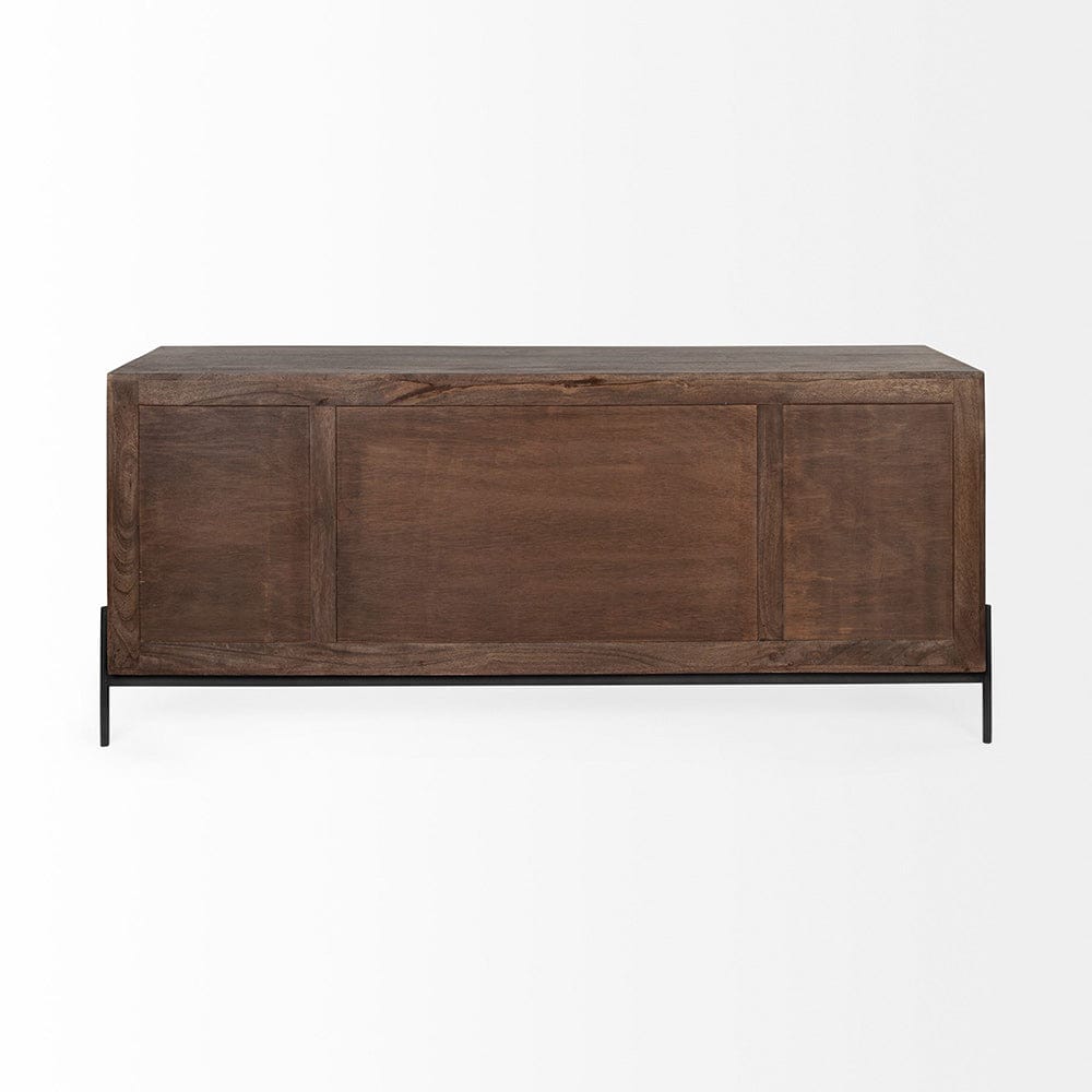 Mercana - Glenn VI 71.5x18 Dark Brown Wood Frame w/ Black Iron Accent, 6 Drawer, 2 Door Cabinet Sideboard - 69020 view 5