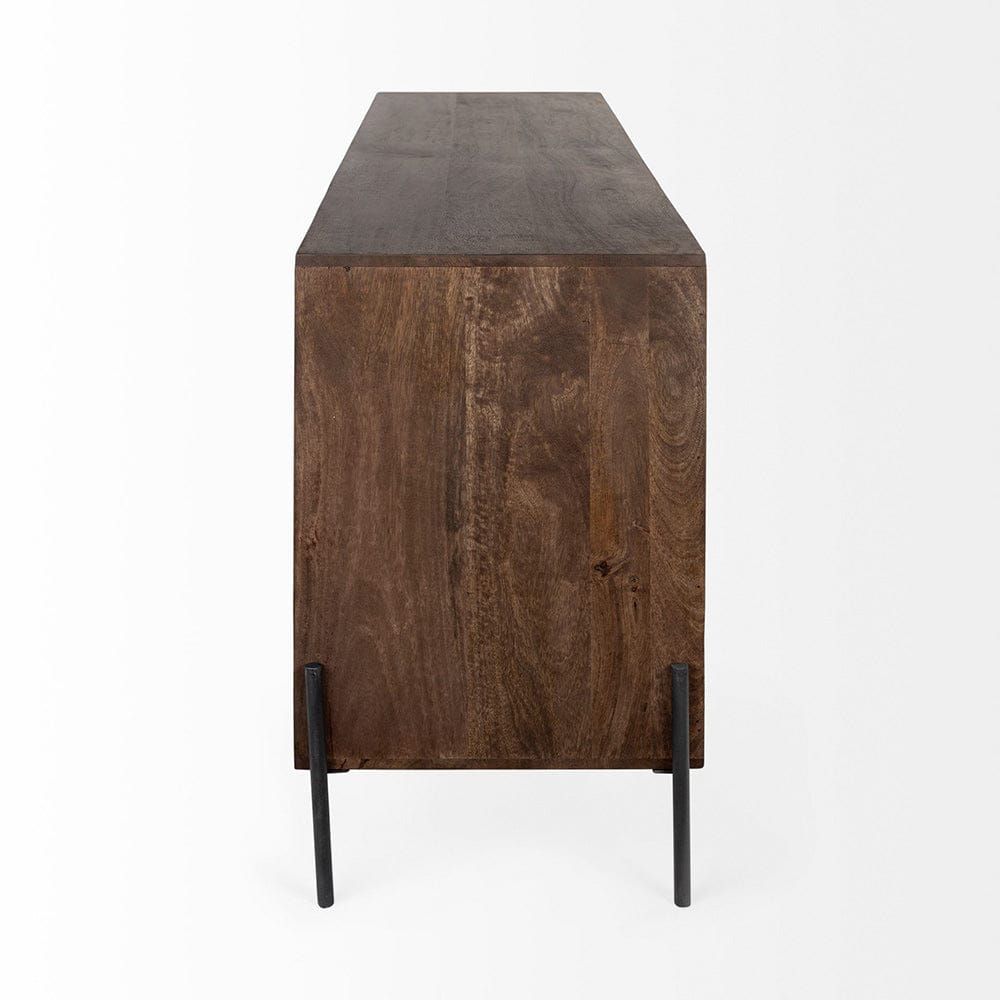 Mercana - Glenn VI 71.5x18 Dark Brown Wood Frame w/ Black Iron Accent, 6 Drawer, 2 Door Cabinet Sideboard - 69020 view 6