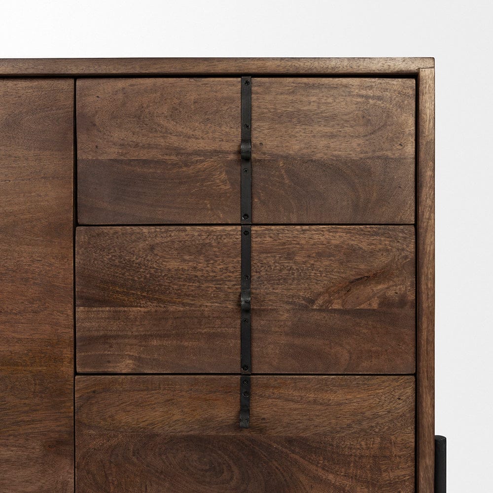 Mercana - Glenn VI 71.5x18 Dark Brown Wood Frame w/ Black Iron Accent, 6 Drawer, 2 Door Cabinet Sideboard - 69020 view 10