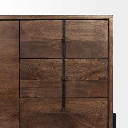 Mercana - Glenn VI 71.5x18 Dark Brown Wood Frame w/ Black Iron Accent, 6 Drawer, 2 Door Cabinet Sideboard - 69020 view 10