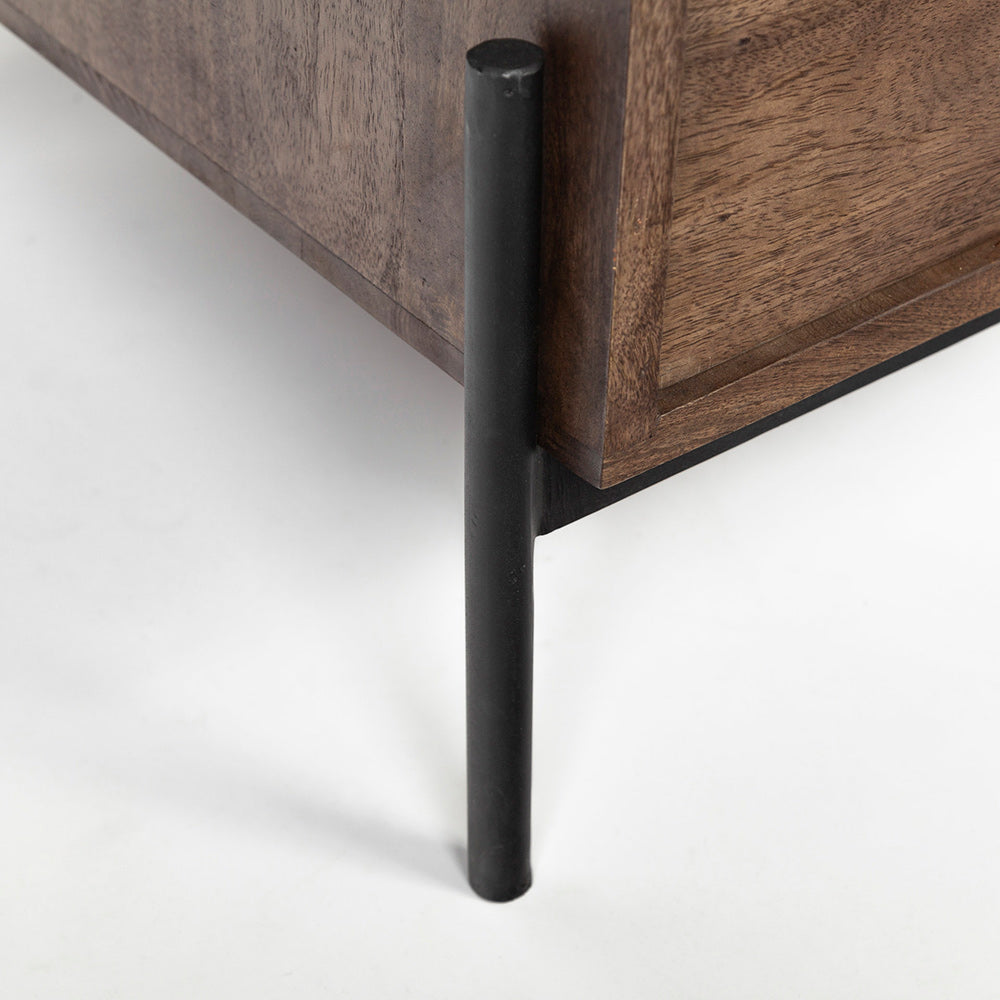 Mercana - Glenn VII 56L x 22W Dark Brown Wood w/ Black Iron Frame, 3 Drawer Office Desk - 69021 view 7