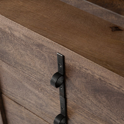 Mercana - Glenn VII 56L x 22W Dark Brown Wood w/ Black Iron Frame, 3 Drawer Office Desk - 69021 view 10