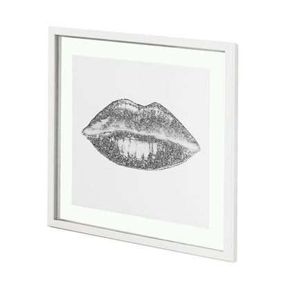 Mercana - Glitter Lips I Silver by Victoria Barnes Hand Embellished Framed Art Print Matted under Glass - 13715 view 2
