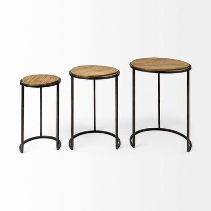 Mercana - Glover 20L x 20W Brown Wood Round Top W/Metal Nesting Accent Tables (Set of 3) - 68814 view 3