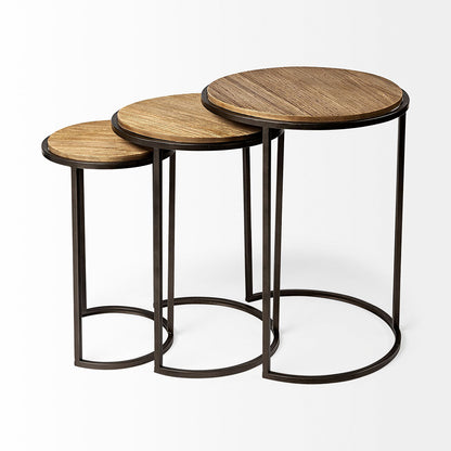 Mercana - Glover 20L x 20W Brown Wood Round Top W/Metal Nesting Accent Tables (Set of 3) - 68814 view 6