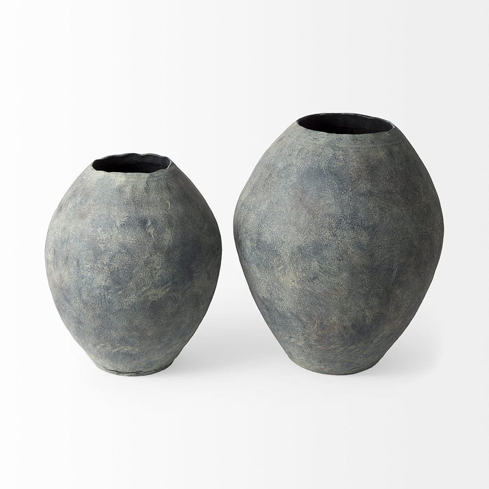 Mercana - Gobi 20L x 23H Small Gray Ceramic Oval Vase - 69406 view 2