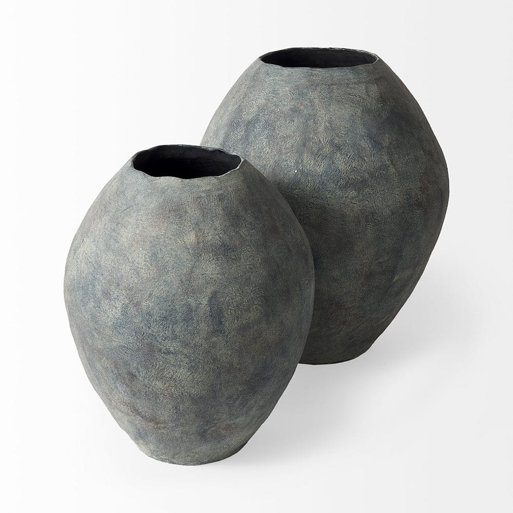 Mercana - Gobi 20L x 23H Small Gray Ceramic Oval Vase - 69406 view 3
