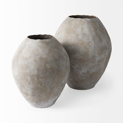 Mercana - Gobi 20L x 23H Small Tan Ceramic Oval Vase - 69404 view 3