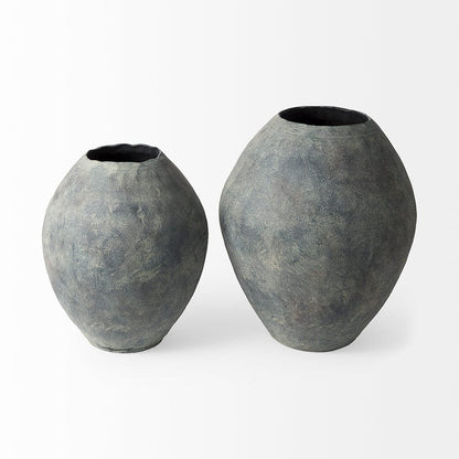 Mercana - Gobi 23L x 28H Large Gray Ceramic Oval Vase - 69407 view 5