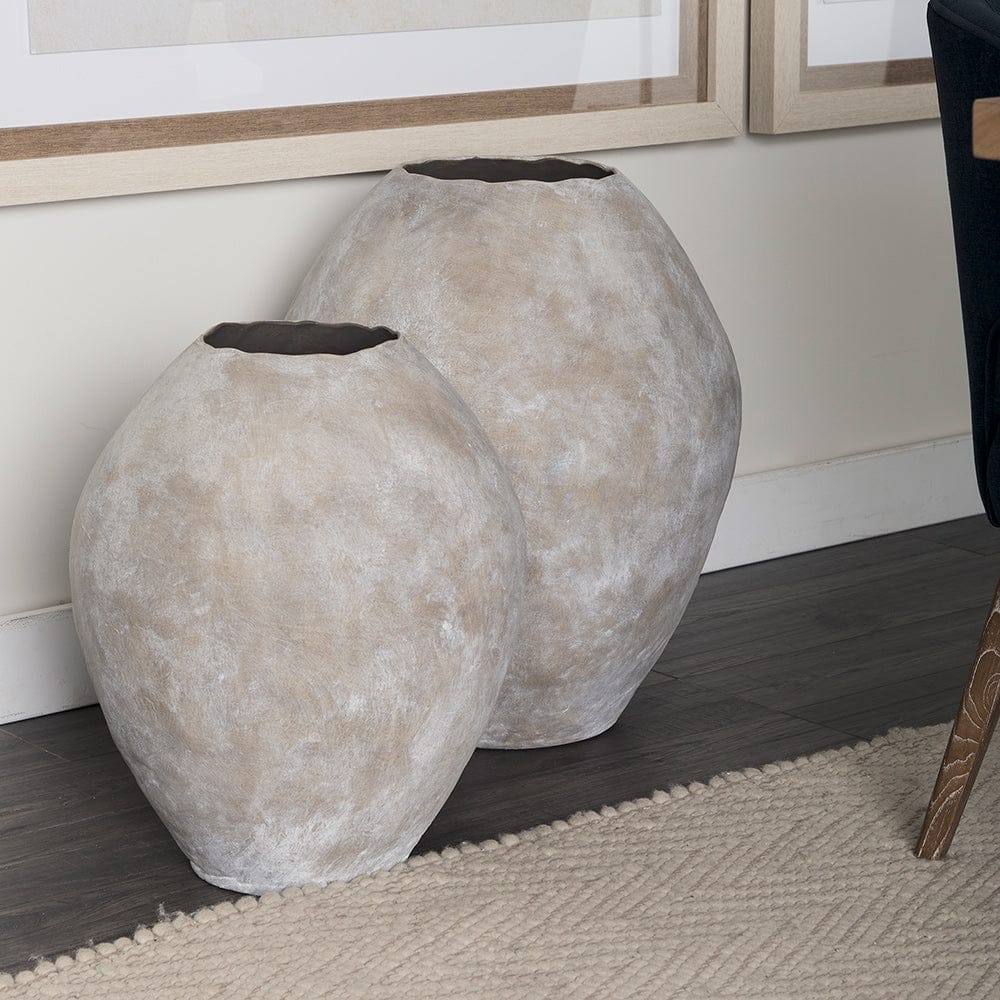 Mercana - Gobi 23L x 28H Large Tan Ceramic Oval Vase - 69405 view 6