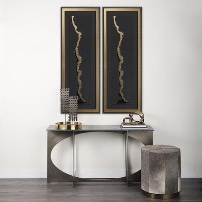 Mercana - Gold River by Barbara Fleming a Hand Embelished Textured Framed Art Print Matted under Glass - 12980 view 3