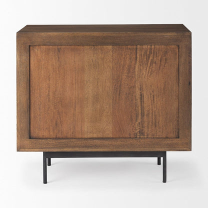 Mercana - Grace 35.5L x 18.0W x 31.0H Medium Brown Wood W/Black Metal Frame 3 Drawer Accent Cabinet - 69755 view 4