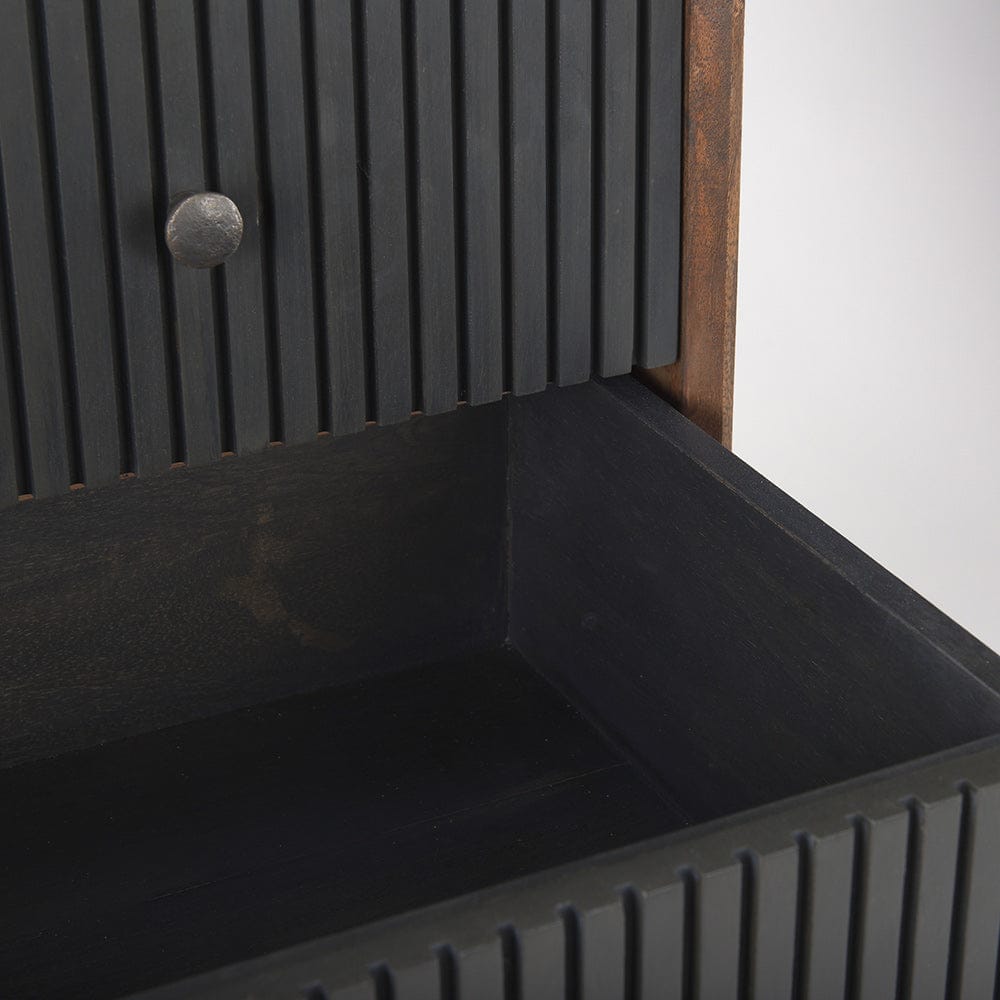 Mercana - Grace 35.5L x 18.0W x 31.0H Medium Brown Wood W/Black Metal Frame 3 Drawer Accent Cabinet - 69755 view 9
