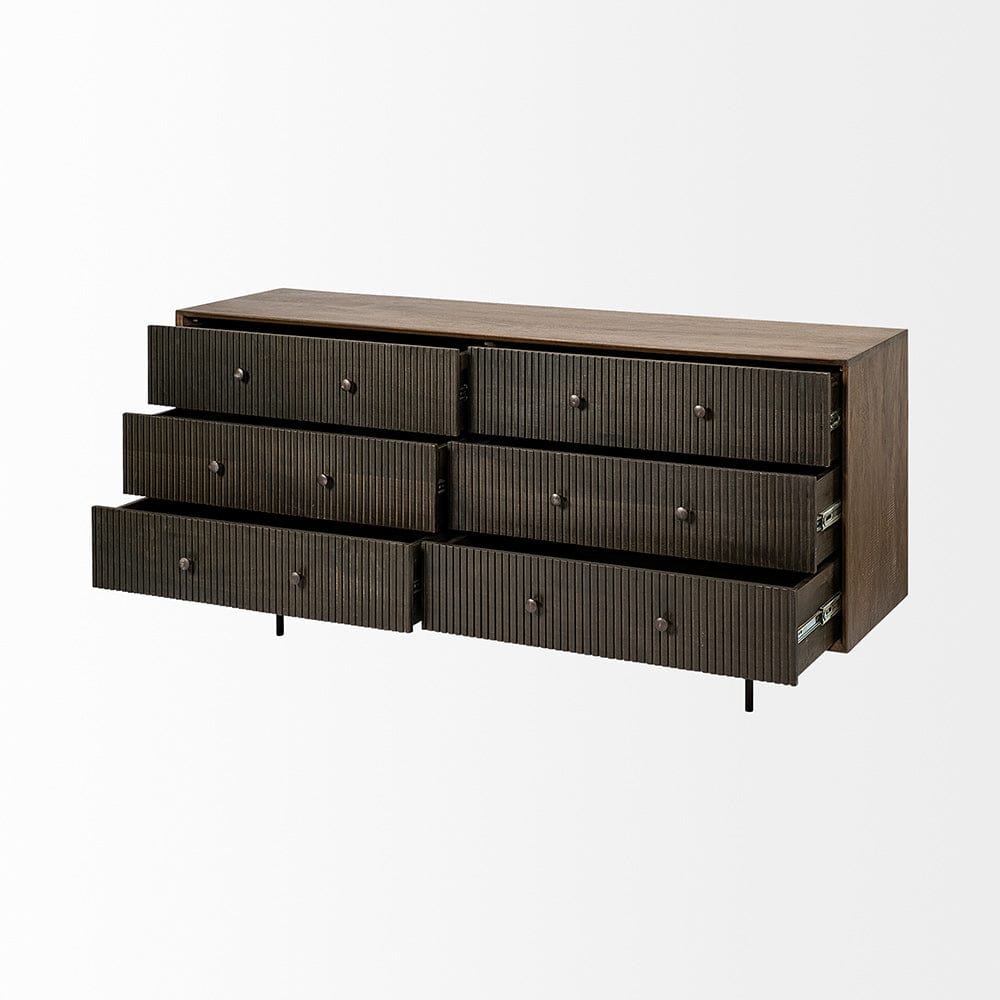 Mercana - Grace 70Wx18.5Lx31.25H Two-Tone Brown Solid Wood 6 Drawer Sideboard - 68846 view 2