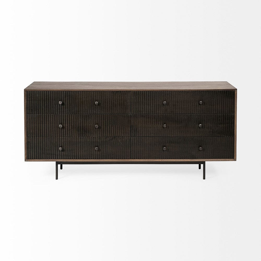 Mercana - Grace 70Wx18.5Lx31.25H Two-Tone Brown Solid Wood 6 Drawer Sideboard - 68846 view 4