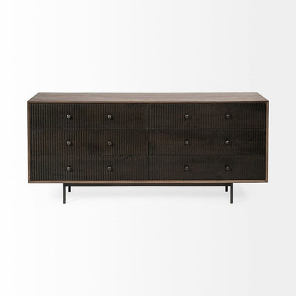 Mercana - Grace 70Wx18.5Lx31.25H Two-Tone Brown Solid Wood 6 Drawer Sideboard - 68846 view 4