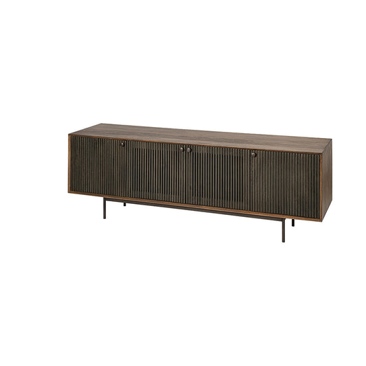 Mercana - Grace I Two-Toned Brown Solid Wood TV Stand Media Console with Slated Doors, TV up to 82" - 68845 view 1