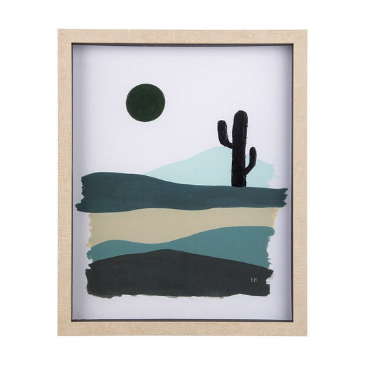 Mercana - Green Desert I by Mercana Studio a Hand Embelished Textured Framed Art Print Matted under Glass - 14075 view 1