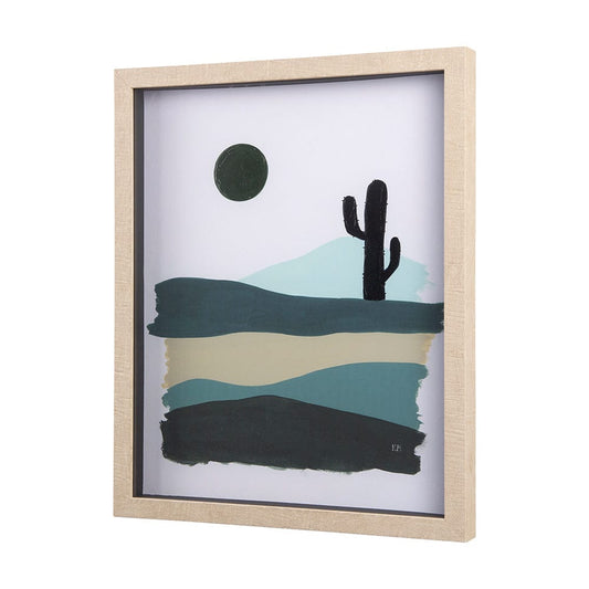 Mercana - Green Desert I by Mercana Studio a Hand Embelished Textured Framed Art Print Matted under Glass - 14075 view 2
