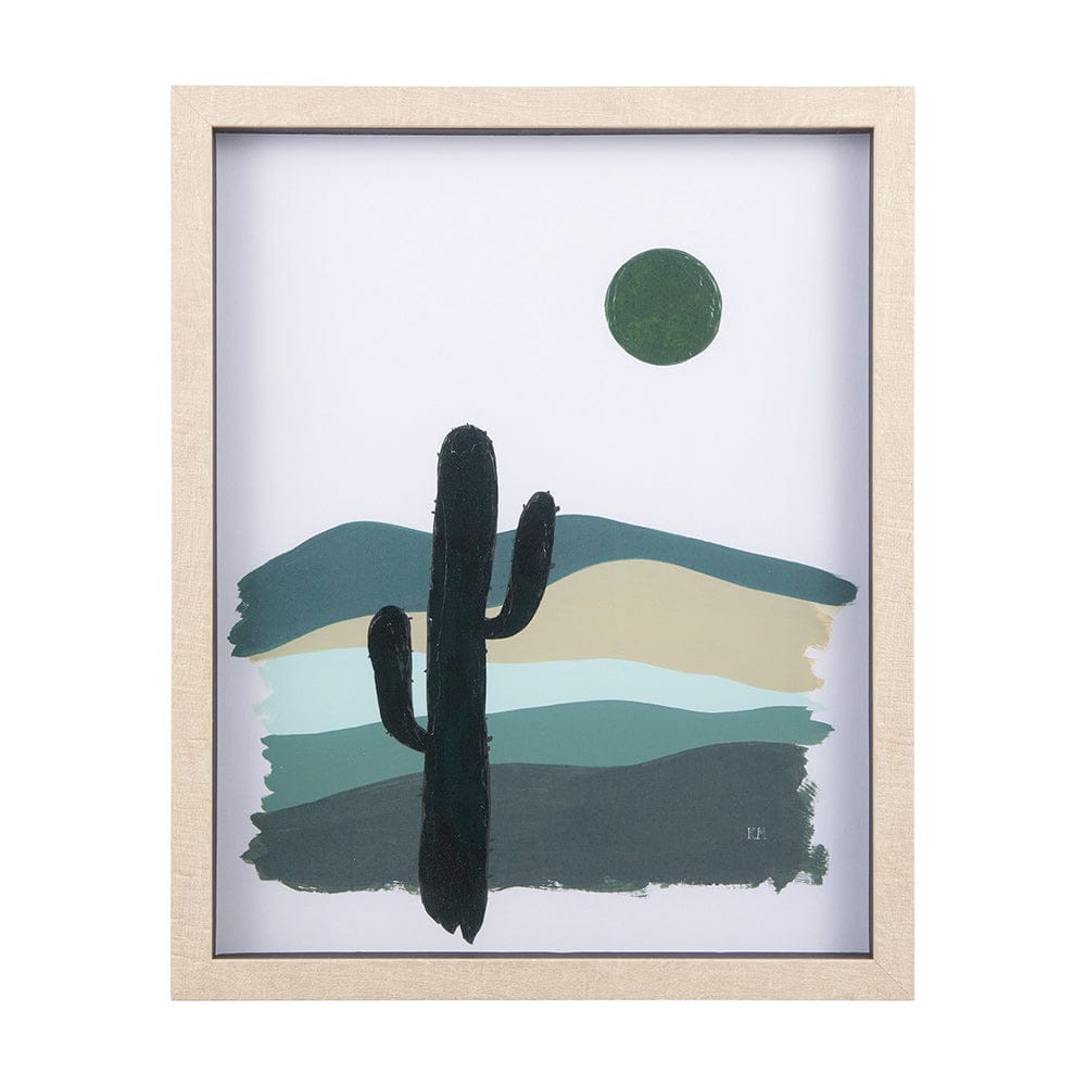 Mercana - Green Desert II by Mercana Studio a Hand Embelished Textured Framed Art Print Matted under Glass - 14076 view 1
