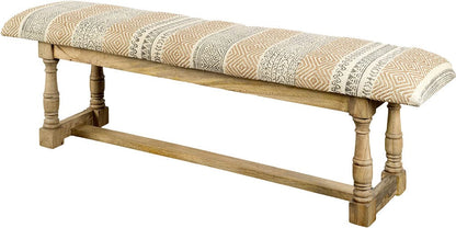 Mercana - Greenfield II 59L x 14W Patterned Tan Upholstered Wood Frame Accent Bench - 67487_CLOSEOUT view 1