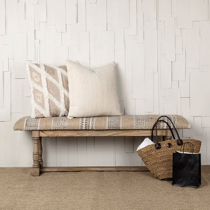 Mercana - Greenfield II 59L x 14W Patterned Tan Upholstered Wood Frame Accent Bench - 67487_CLOSEOUT view 4