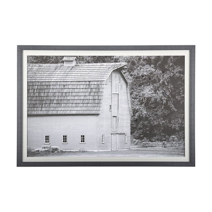 Mercana - Grey & White Barn I by Mercana Studio Hand Embellished Textured Framed Art Print Matted under Glass - 14179 view 1