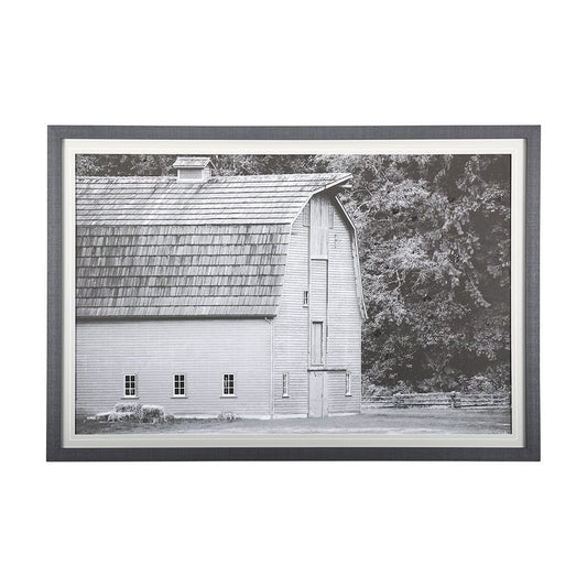 Mercana - Grey & White Barn I by Mercana Studio Hand Embellished Textured Framed Art Print Matted under Glass - 14179 view 1