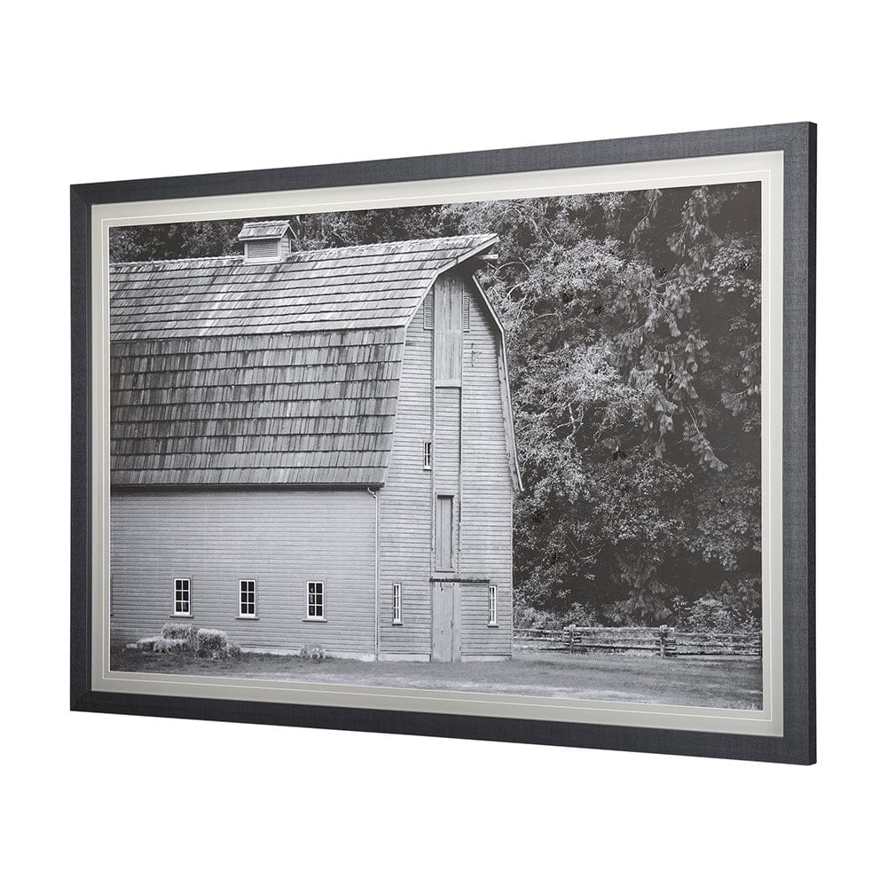 Mercana - Grey & White Barn I by Mercana Studio Hand Embellished Textured Framed Art Print Matted under Glass - 14179 view 2