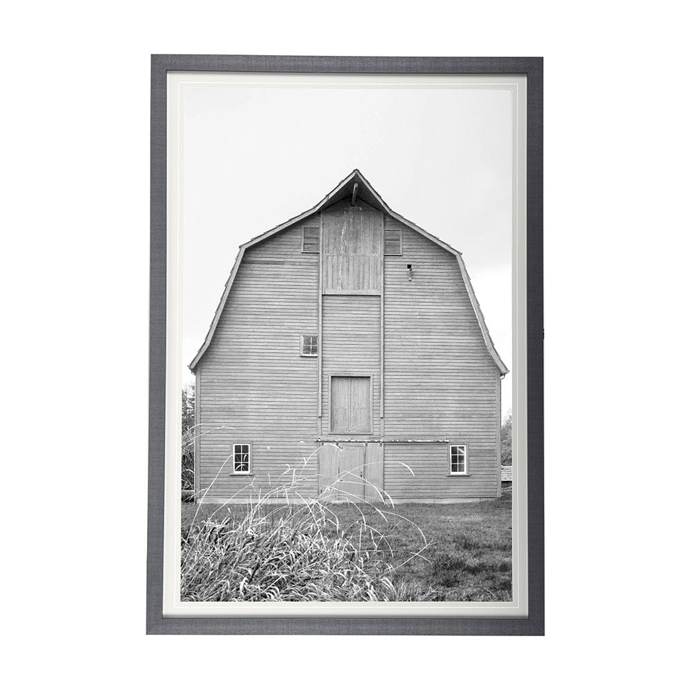 Mercana - Grey & White Barn Ii by Mercana Studio Hand Embellished Textured Framed Art Print Matted under Glass - 14180 view 1