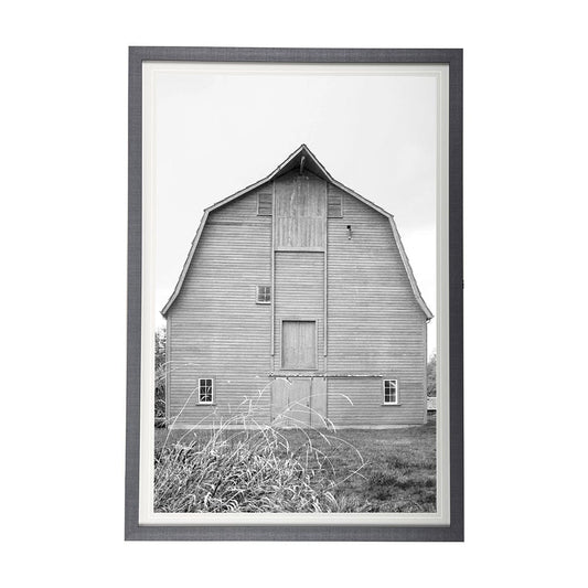 Mercana - Grey & White Barn Ii by Mercana Studio Hand Embellished Textured Framed Art Print Matted under Glass - 14180 view 1