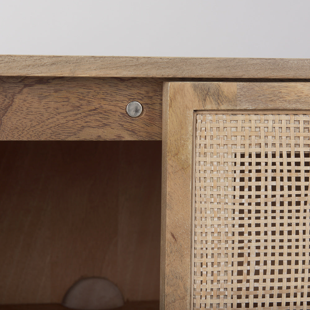 Mercana - Grier 36L x 18W x 31H Light Brown Wood w/ Cane 2 Door Accent Cabinet - 69909 view 8