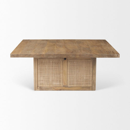 Mercana - Grier 42" Square Light Brown Wood w/ Cane Coffee Table - 69902 view 2
