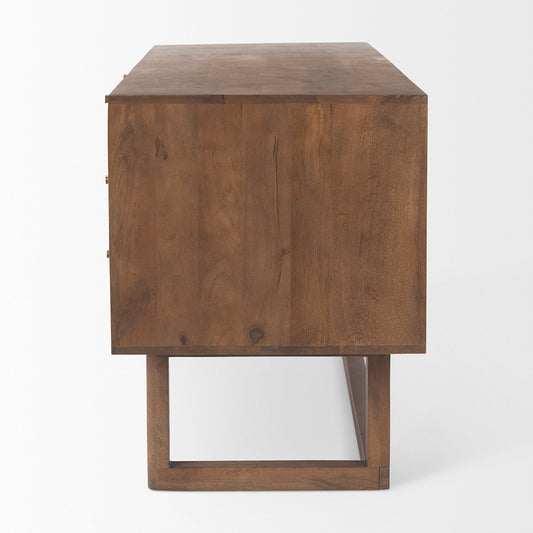 Mercana - Grier 60.0L x 22.75W x 30.5H Medium Brown Solid Wood W/Cane Office Desk - 69898 view 2