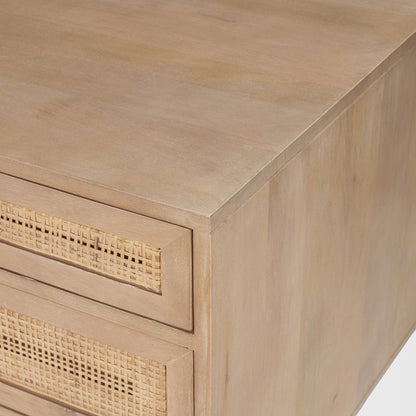 Mercana - Grier 62.0L x 22.0W x 30.0H Light Brown Solid Wood W/Cane Office Desk - 69899 view 8